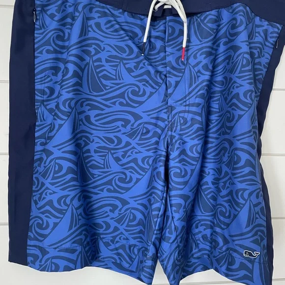 Vineyard Vines Navy Printed Swim board Shorts trunks nautical vacation preppy - Picture 4 of 5